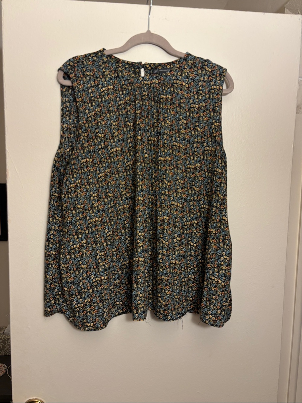 Adrianna Papell Floral Sleeveless Top in Navy and Teal